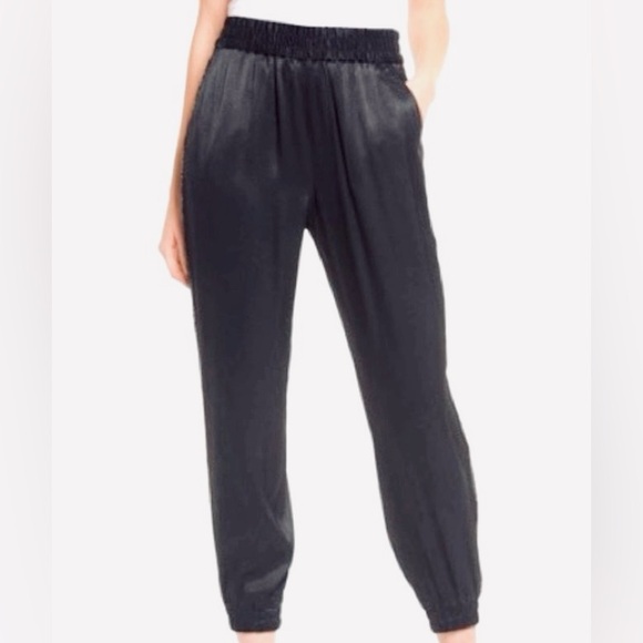 Halogen Satin Side Sequined Joggers Black Size Large NWT - Picture 1 of 5